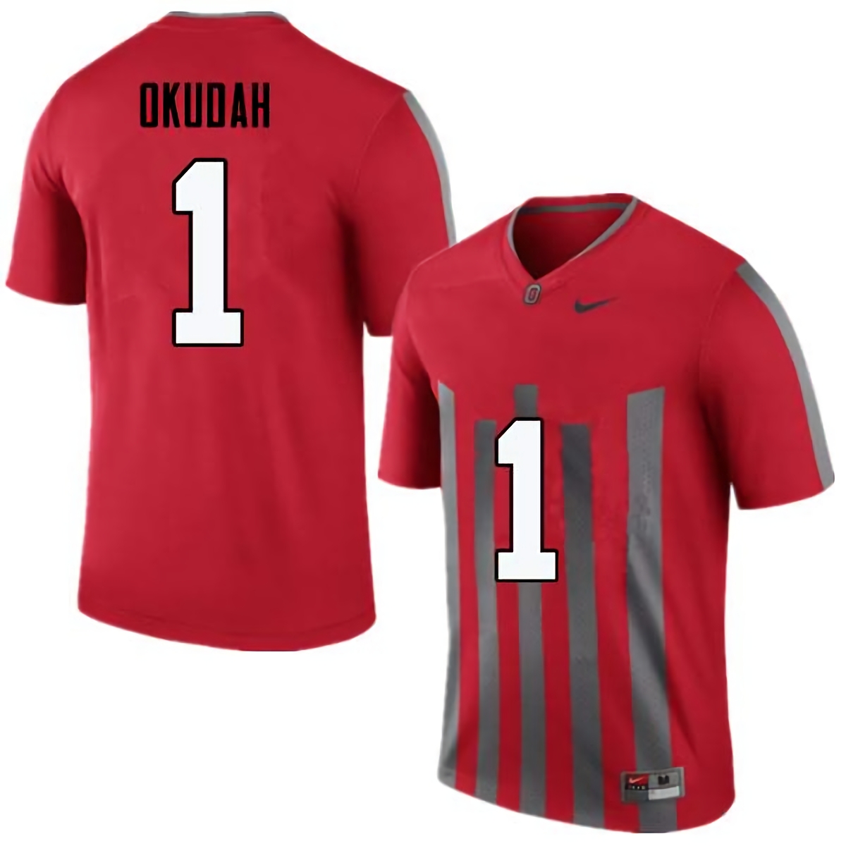 Jeffrey Okudah Ohio State Buckeyes Men's NCAA #1 Nike Throwback Red College Stitched Football Jersey XFT6856WM